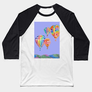 Hot Air Balloon Watercolor Painting on Lavender Purple Balloons Baseball T-Shirt